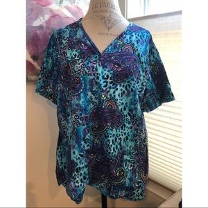FINAL SALE! Scrub Top Colorful Cheetah Print